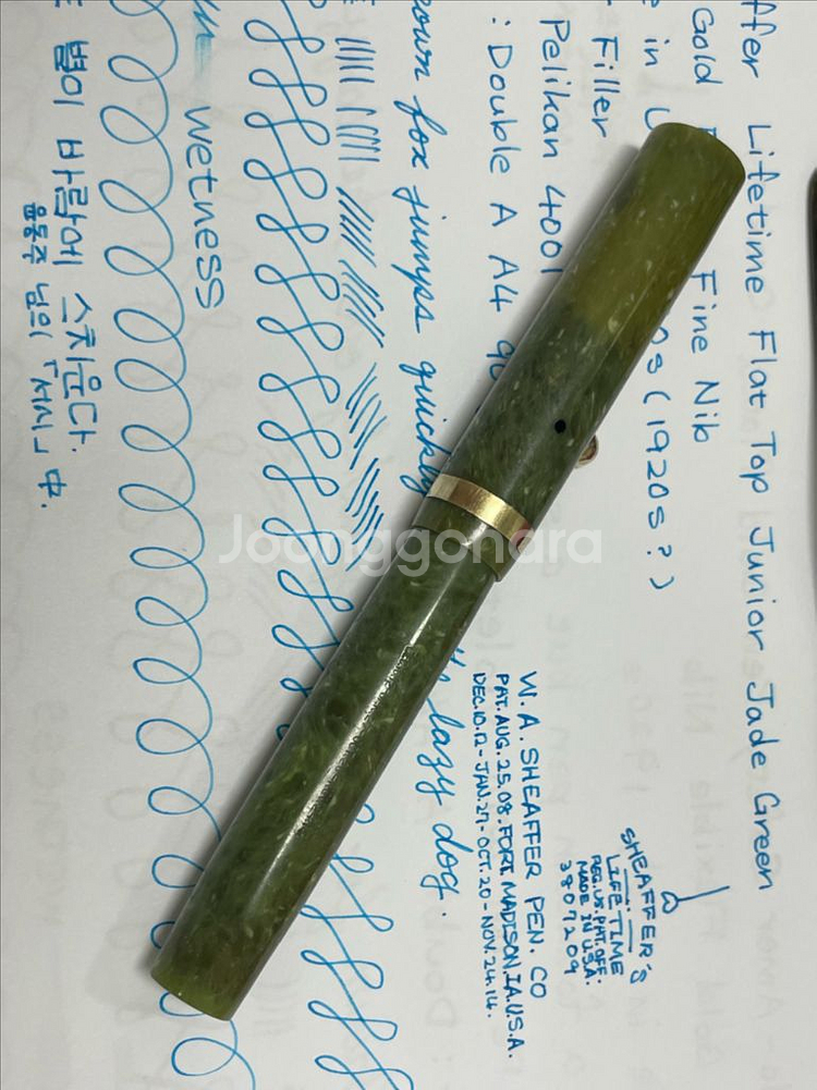 쉐퍼 만년필 라이프타임 플랫탑 쥬니어 14K EF닙--1