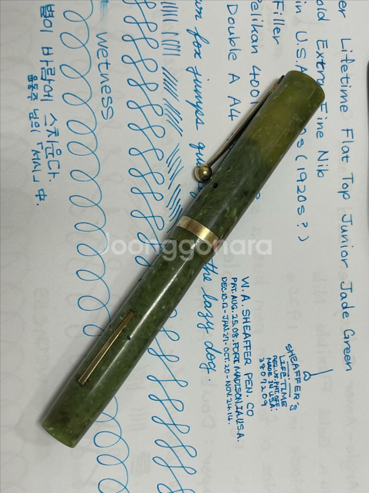 쉐퍼 만년필 라이프타임 플랫탑 쥬니어 14K EF닙--0