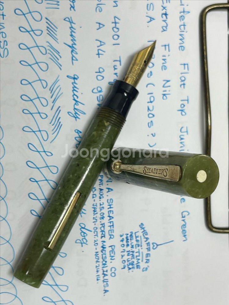 쉐퍼 만년필 라이프타임 플랫탑 쥬니어 14K EF닙--3