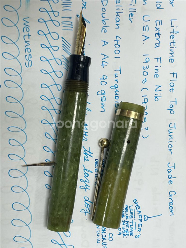 쉐퍼 만년필 라이프타임 플랫탑 쥬니어 14K EF닙--8