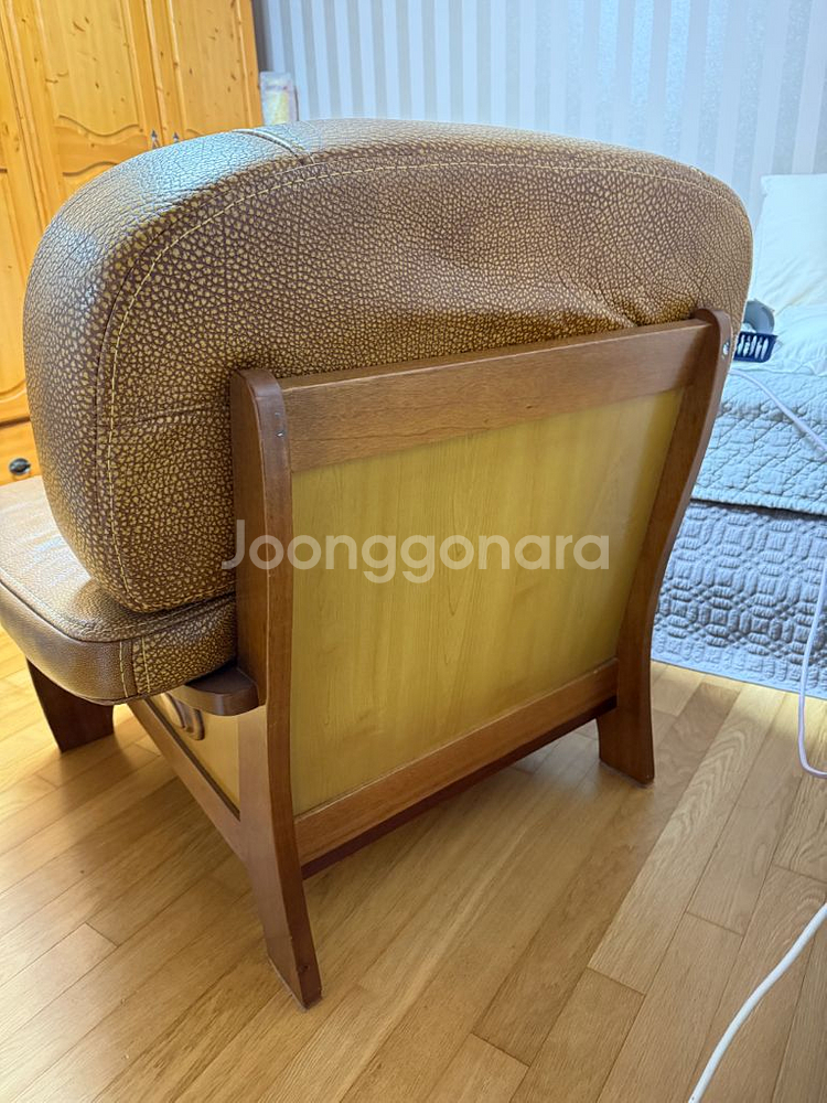 통 가죽 빈티지 1인용 의자 쇼파--2