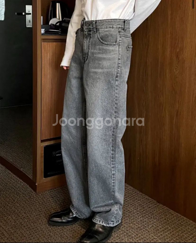 딥 그레이 세미와이드 청바지 팬츠--1