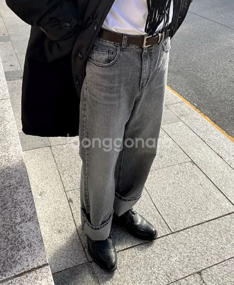 딥 그레이 세미와이드 청바지 팬츠--2