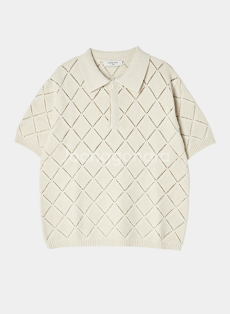 에프터프레이 다이아몬드 크로쉐 폴로 니트 티셔츠--0