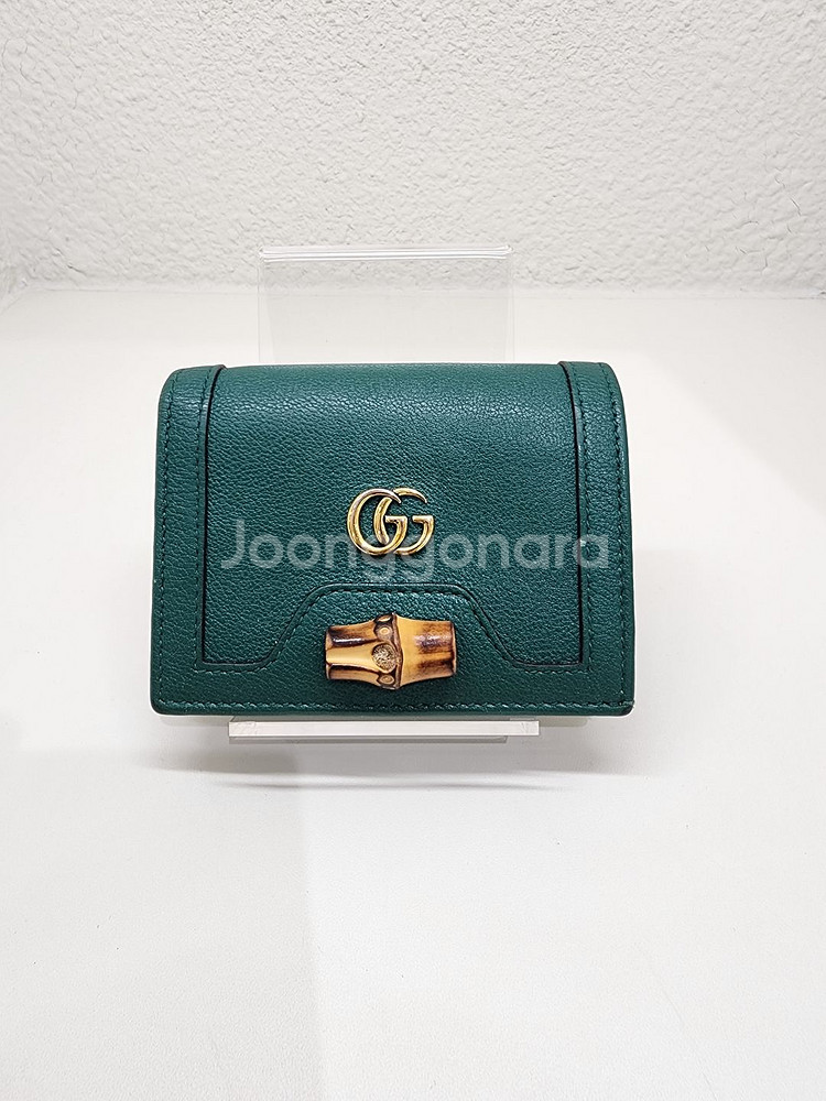 구찌 658244 다이애나 뱀부 반지갑 그린--0