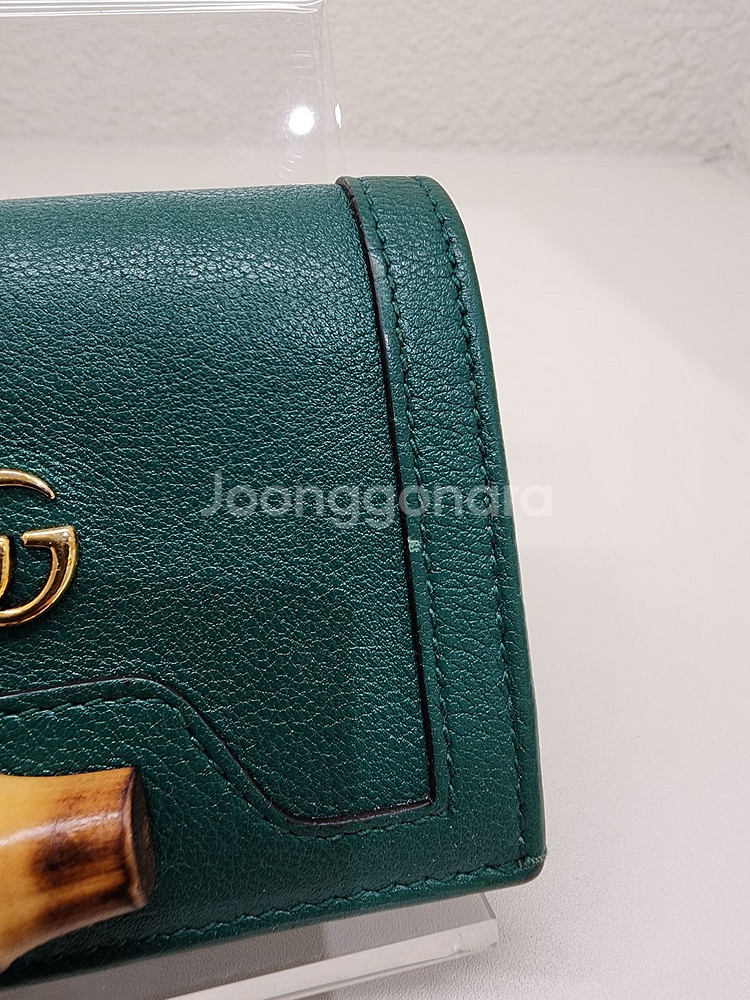 구찌 658244 다이애나 뱀부 반지갑 그린--2