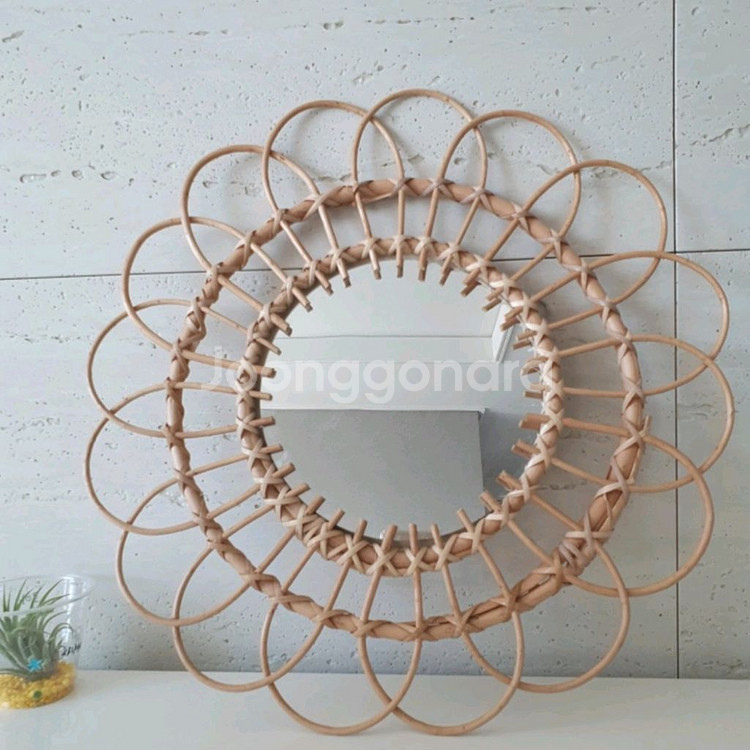 라탄 해바라기 거울--0