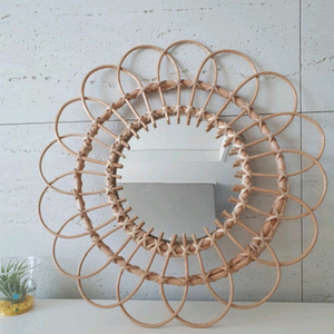 라탄 해바라기 거울