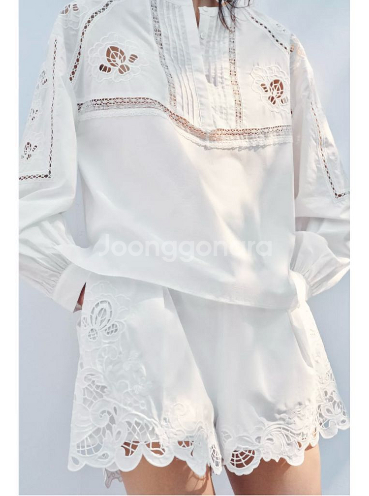 자라 zw컬렉션 턱 자수 쇼츠 S사이즈 4786/059--2