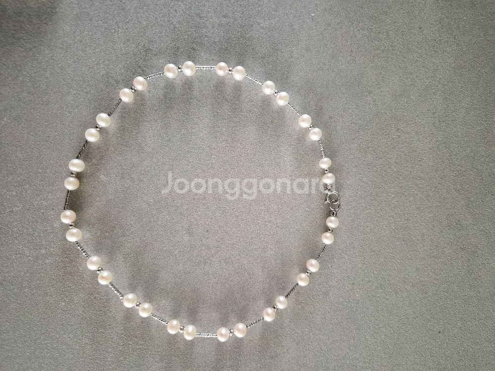 4mm 담수 진주 디자인 제작 목걸이--1