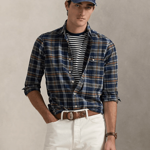 폴로 클래식핏 인디고 마드라스 셔츠 / XL