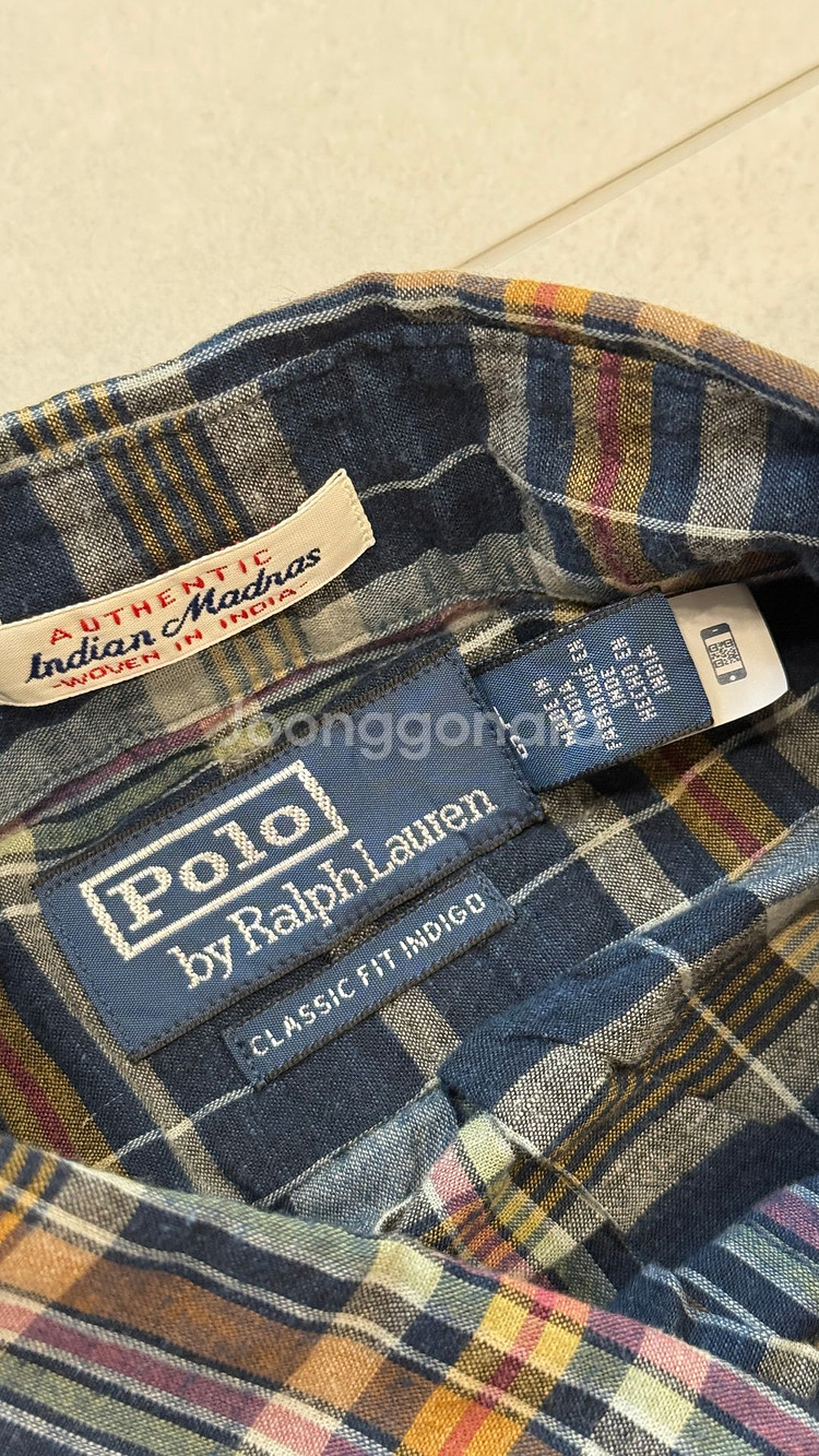 폴로 클래식핏 인디고 마드라스 셔츠 / XL--6