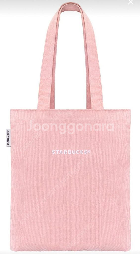 스타벅스 핑크 코듀로이 에코백 새상품--0