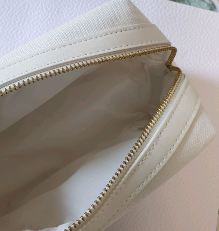 겔랑 아이보리 캔버스 사각 파우치--3