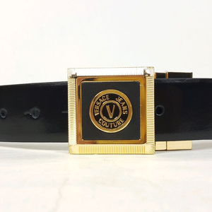 베르사체진스 사각 골드 메탈 V엠블럼 버클 남성 벨트