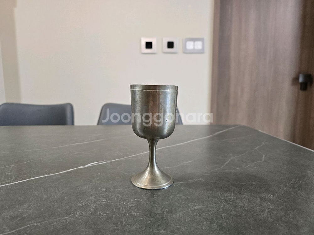 빈티지 영국 주석 잔, 주석 고블렛잔--0