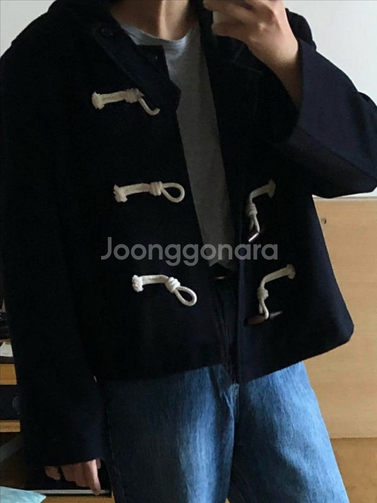 에크리스 더플 코트 네이비--5