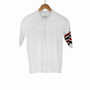 36 톰브라운 밀라노스티치 4바 폴로 반팔티셔츠 화이트