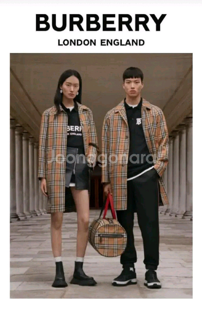 버버리 남성 체크 카 코트--0