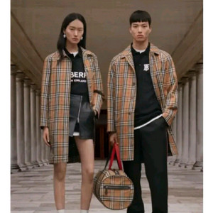 버버리 남성 체크 카 코트