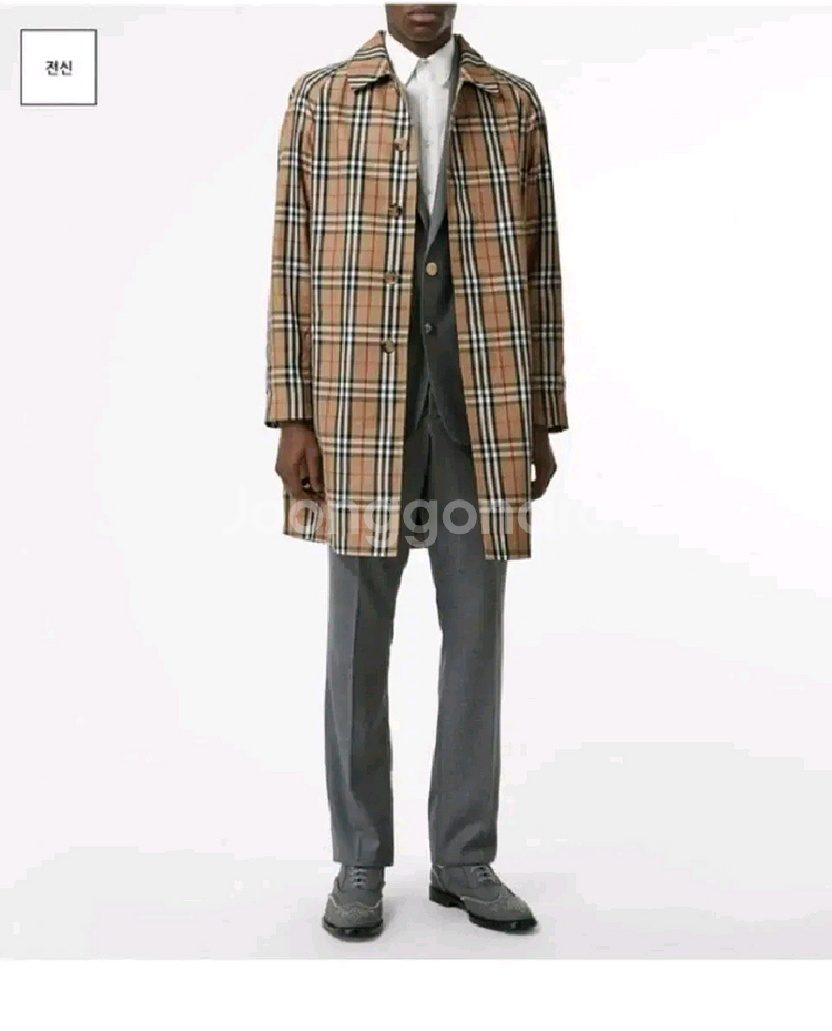 버버리 남성 체크 카 코트--2