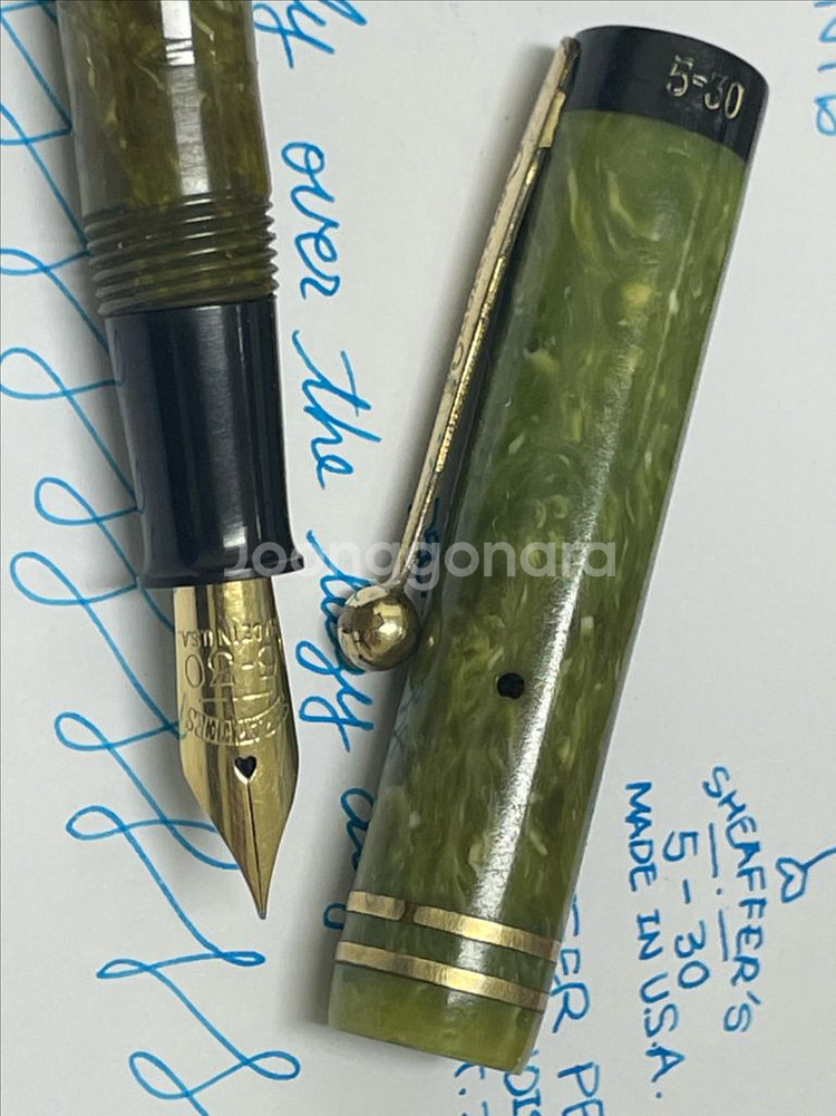 쉐퍼 만년필 5-30 플랫탑 레버필러 14K EF닙--4