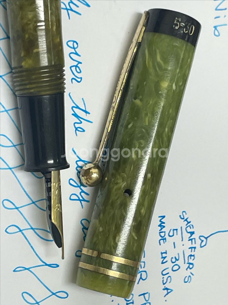 쉐퍼 만년필 5-30 플랫탑 레버필러 14K EF닙--5