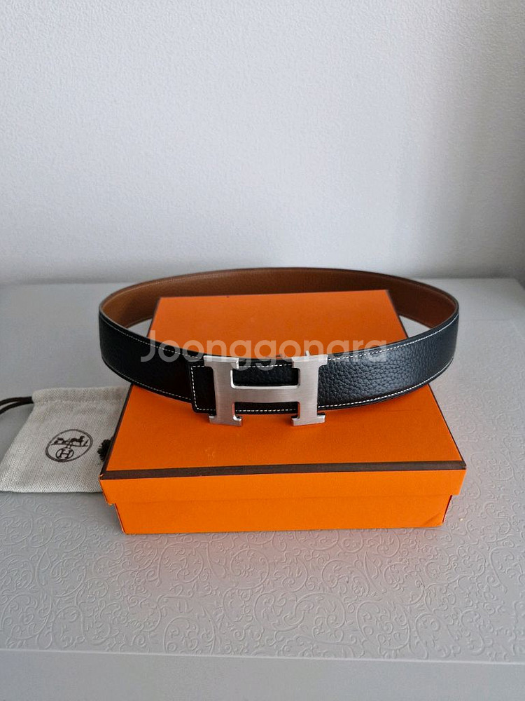 에르메스 은장 양면 가죽벨트 90 사이즈 팝니다--8