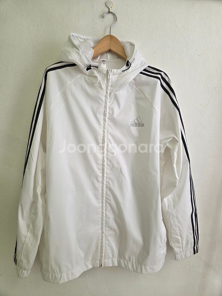 아디다스 흰색 바람막이 후드집업 A/2XL--0