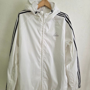 아디다스 흰색 바람막이 후드집업 A/2XL