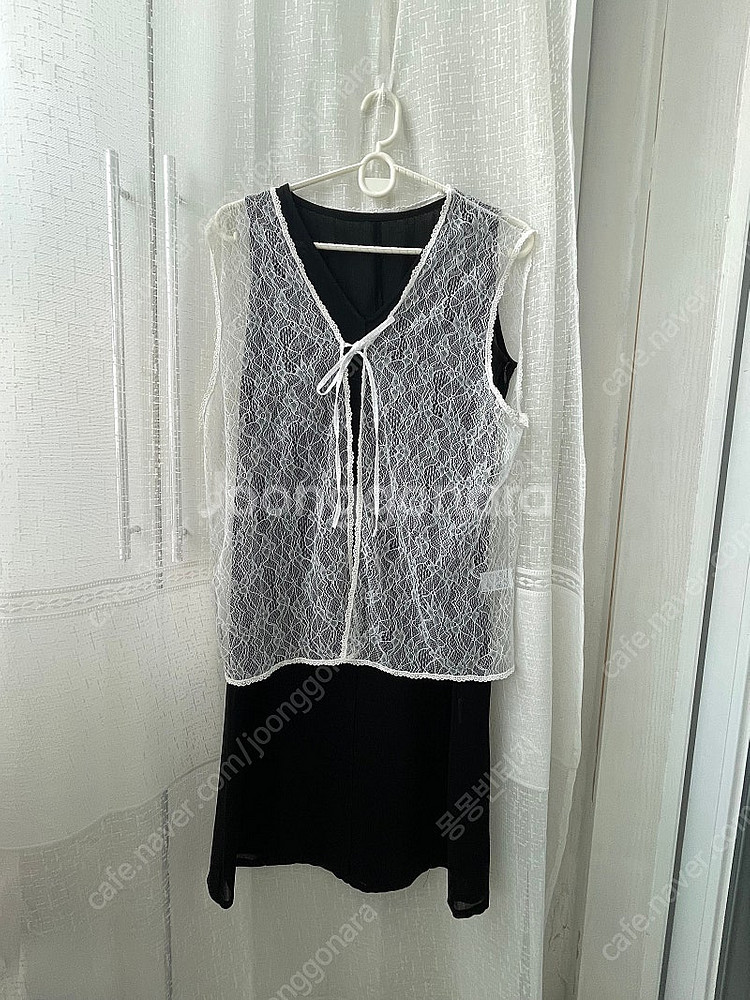 레이어드 화이트 레이스 조끼 베스트--1