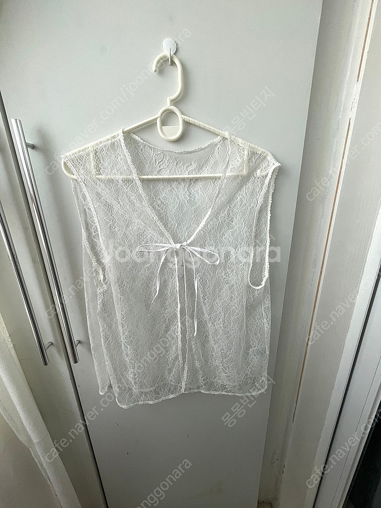 레이어드 화이트 레이스 조끼 베스트--6