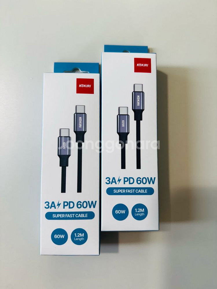 코끼리 USB-C 60W 초고속 충전 케이블 새제품2개--0
