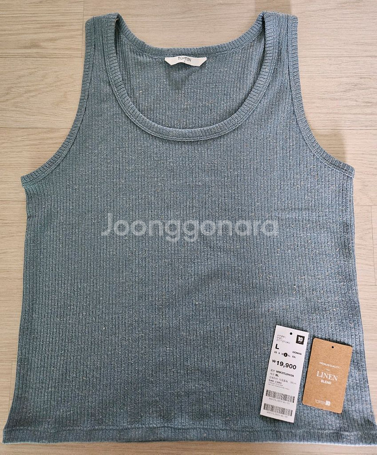 새상품 탑텐 린넨 블렌드 립 탱크 L (95)--2