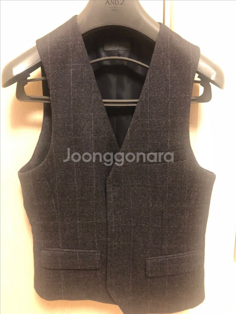 지오지아 글렌체크 네이비 쓰리피스 정장세트--1