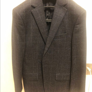 지오지아 글렌체크 네이비 쓰리피스 정장세트