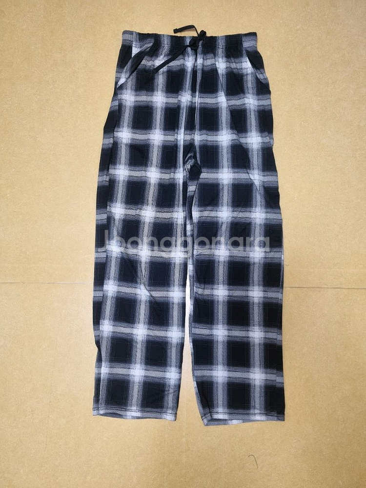 남녀공용 극세사 체크무늬 잠옷바지 XL--0