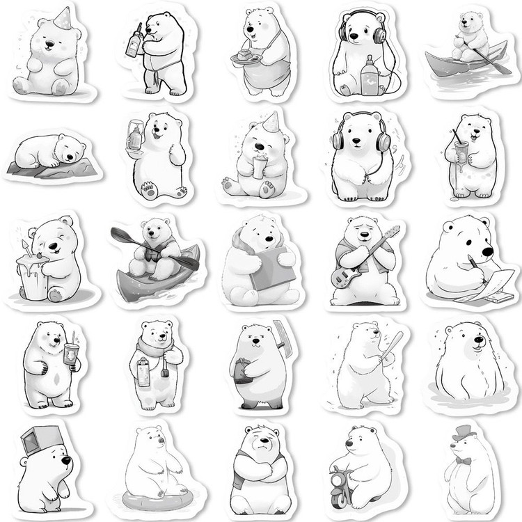 50p 곰 스티커 빈티지 감성 방수 캐리어 다꾸 노트북 이미지