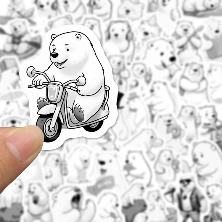 50p 곰 스티커 빈티지 감성 방수 캐리어 다꾸 노트북 이미지