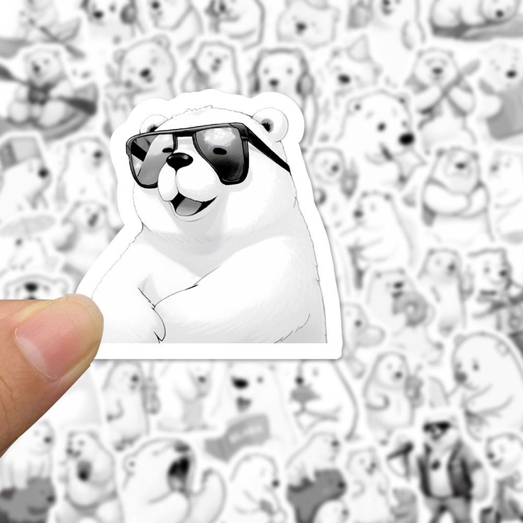 50p 곰 스티커 빈티지 감성 방수 캐리어 다꾸 노트북 이미지
