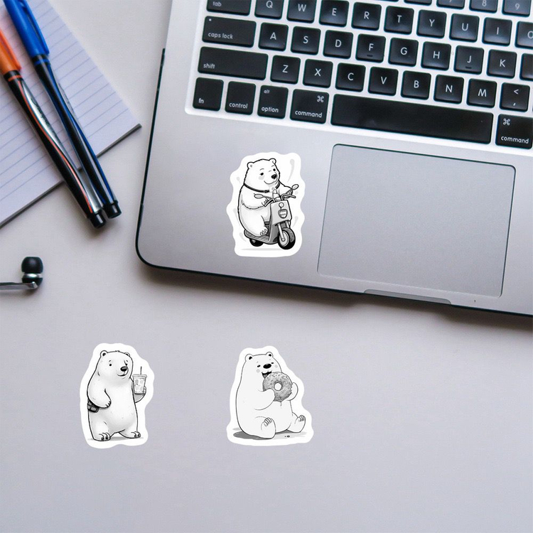 50p 곰 스티커 빈티지 감성 방수 캐리어 다꾸 노트북 이미지