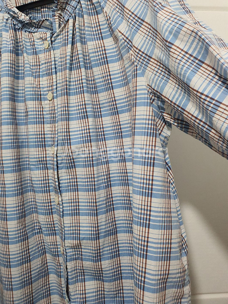 빈폴 레이디스 beanpole 스카이블루 체크 러플--3