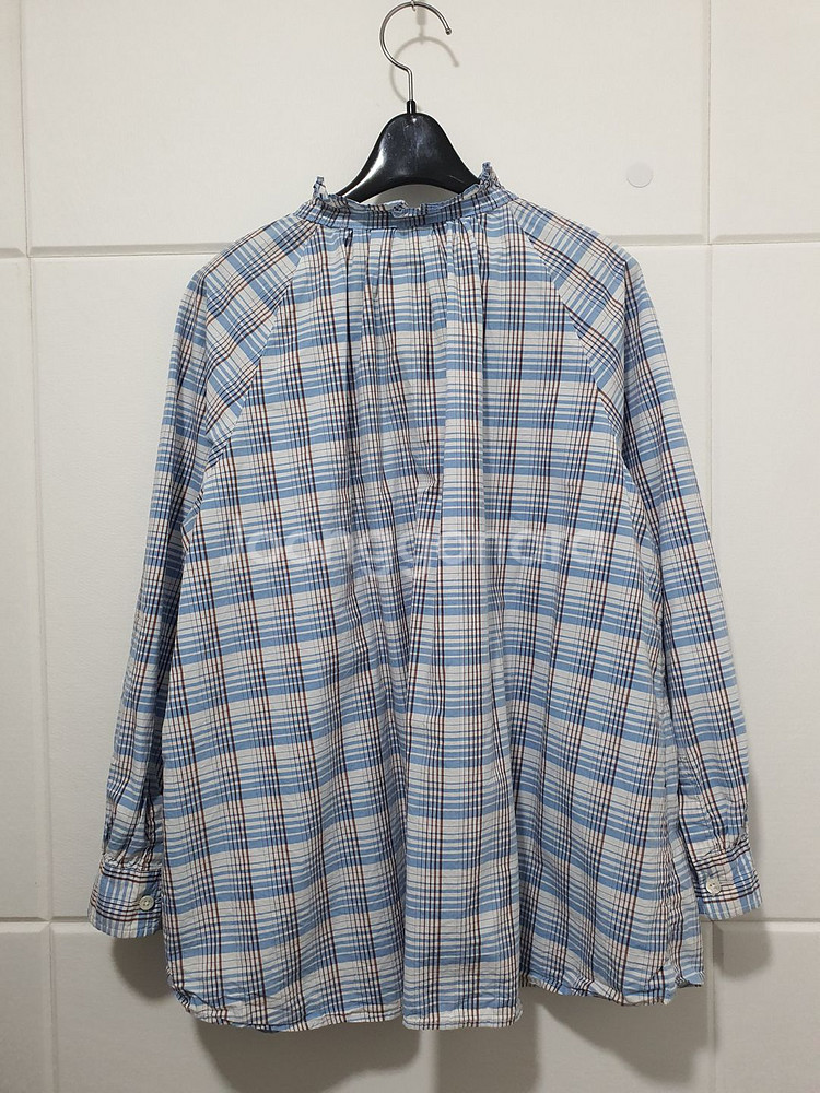 빈폴 레이디스 beanpole 스카이블루 체크 러플--5