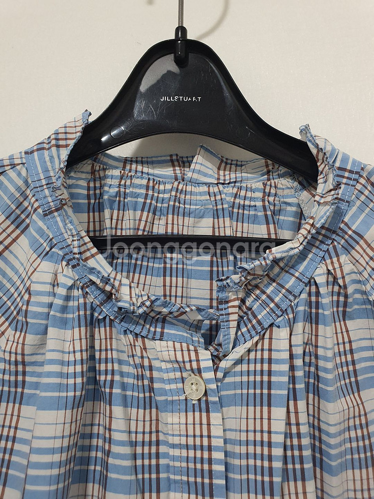 빈폴 레이디스 beanpole 스카이블루 체크 러플--2
