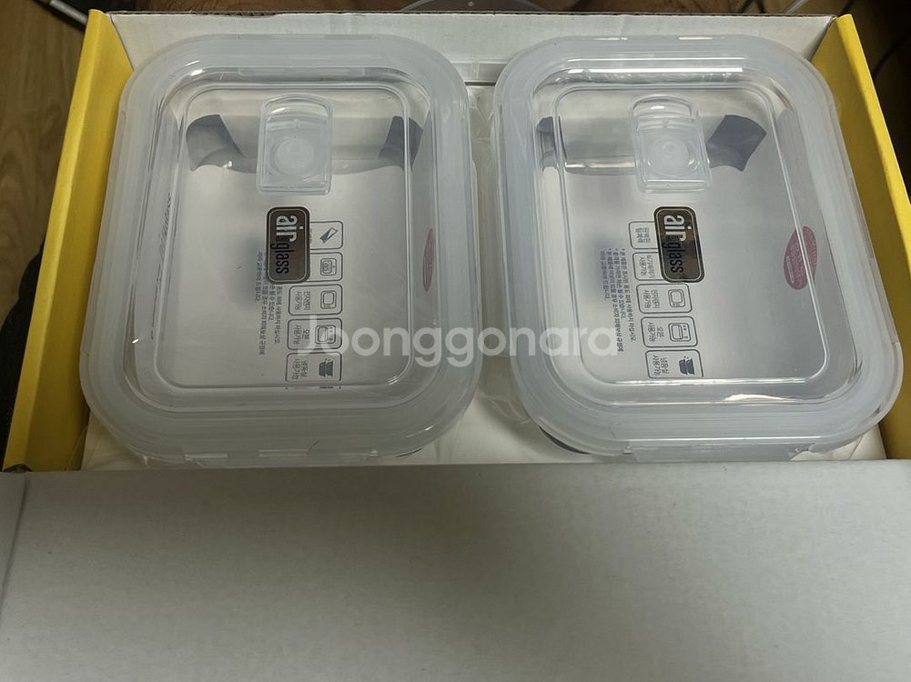 에어오븐글라스 직사각 640ml 2개 새제품--2
