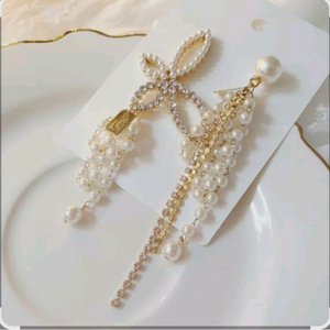 리본 진주 드롭 귀걸이 화려한 이어링 5천원