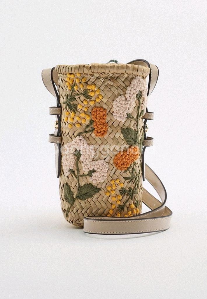 자라 원형 라탄백 새상품--0