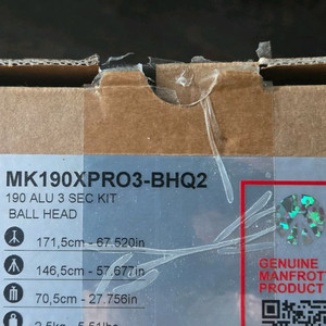 맨프로토 삼각대 MK190XPRO3-BHQ2 미사용.
