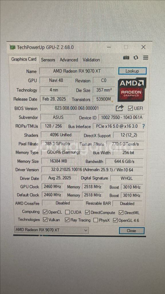 9070xt 프라임 삼성램 as 1년연장 단순장착--2