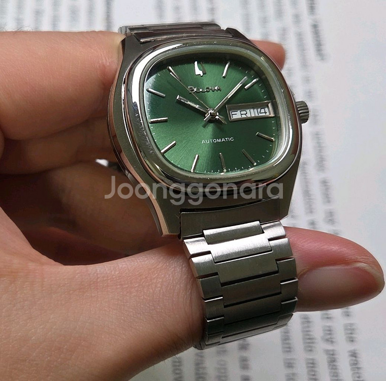 빈티지 부로바 터틀 데이데이트 올리브그린 뻐뻐시 브슬--3